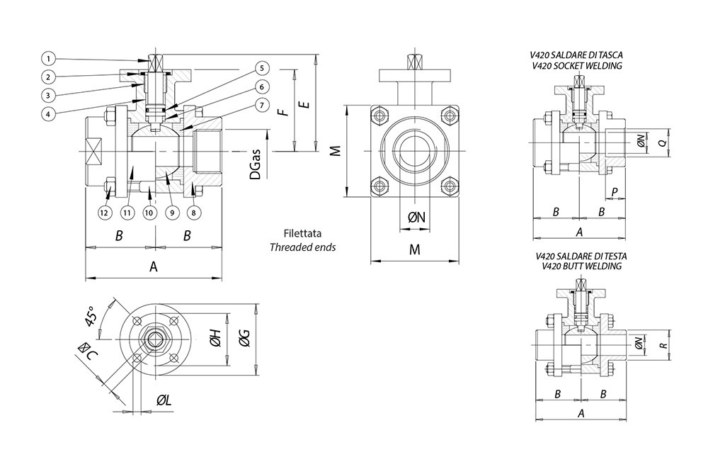 OMAL不銹鋼三片式全徑球閥Item 420 OMAL不銹鋼三片式全徑球閥Item 420