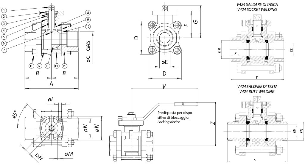OMAL不銹鋼三片式球閥Item 424 OMAL不銹鋼三片式球閥Item 424