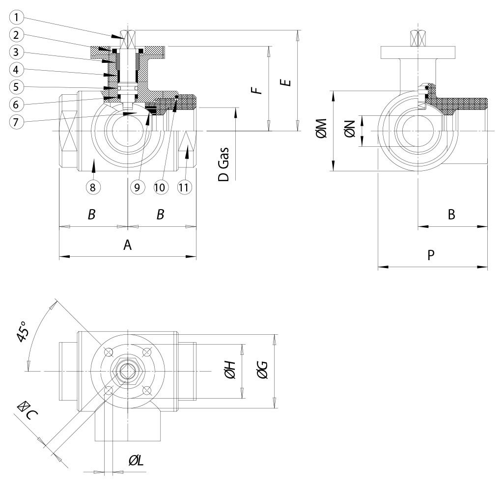 OMAL L型三通不銹鋼球閥Item 448 OMAL L型三通不銹鋼球閥Item 448